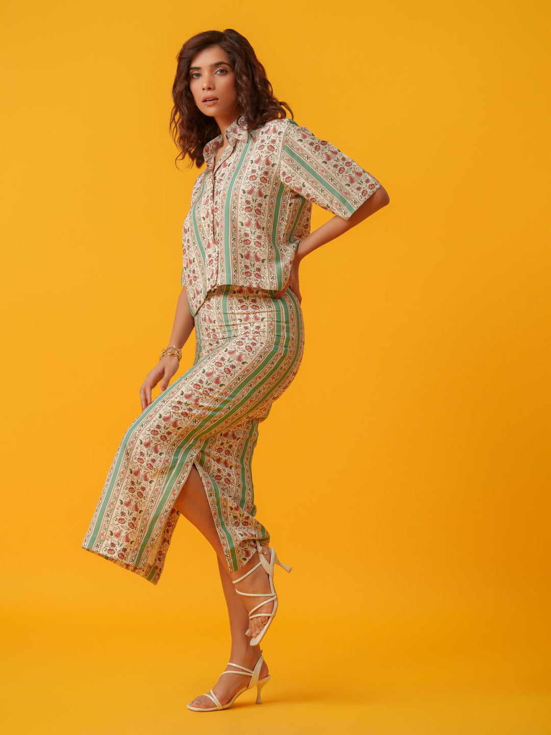 Apricot - 2 Piece Skirt & Shirt Co'ord Set