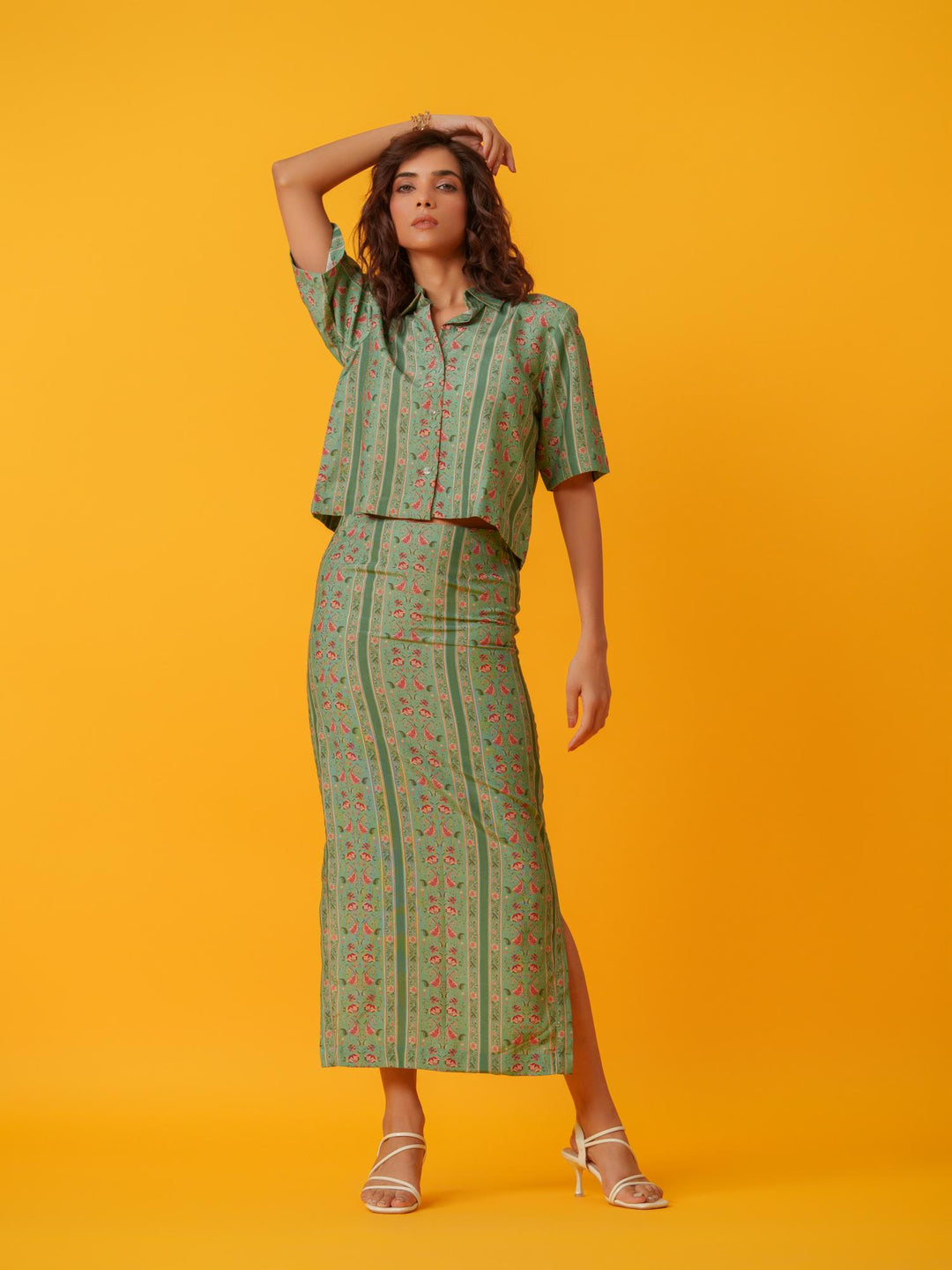 Apricot - 2 Piece Skirt & Shirt Co'ord Set
