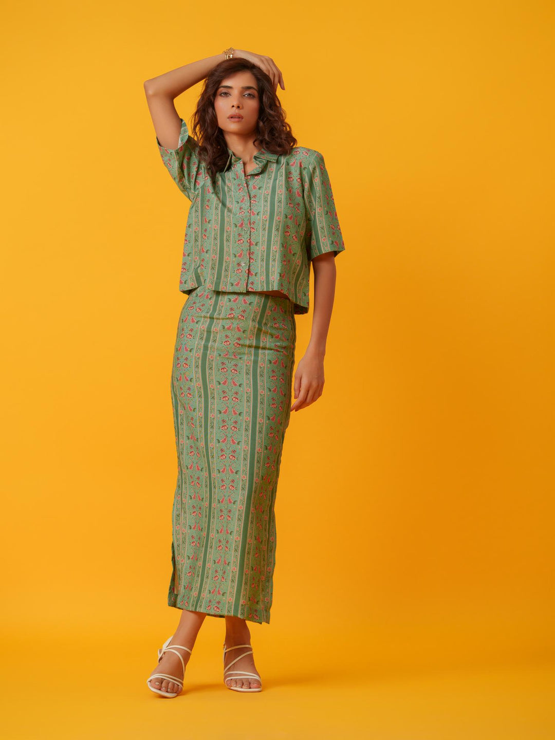 Apricot - 2 Piece Skirt & Shirt Co'ord Set