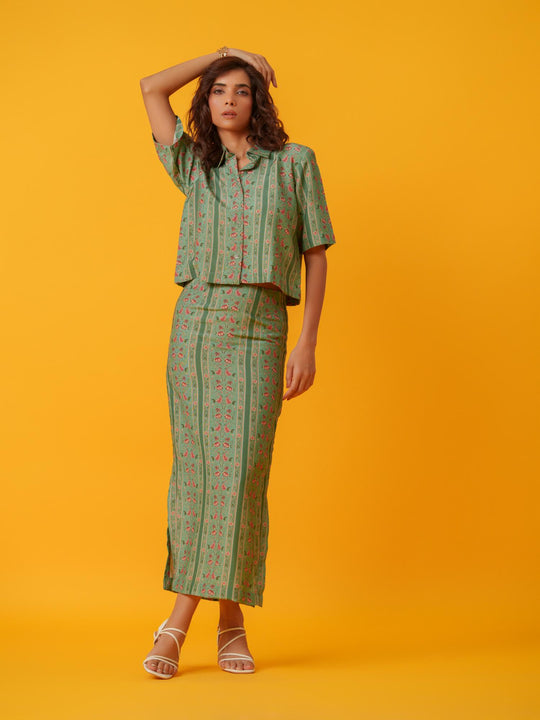 Apricot - 2 Piece Skirt & Shirt Co'ord Set