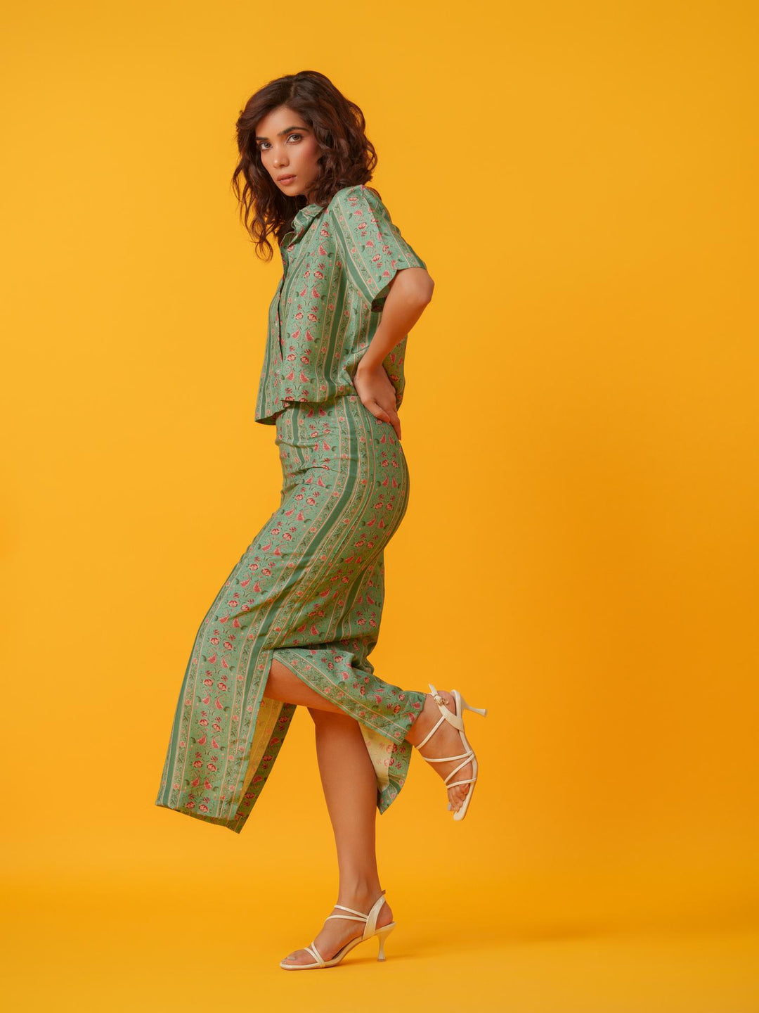 Apricot - 2 Piece Skirt & Shirt Co'ord Set