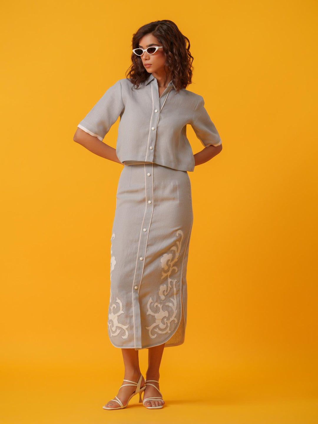 Berry - Linen Skirt & Shirt Co'ord Set