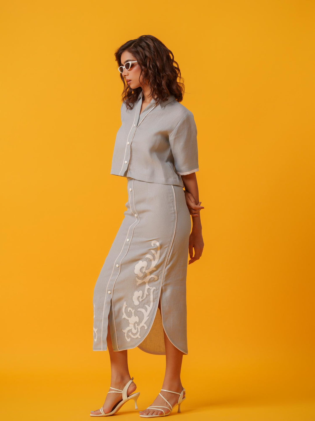 Berry - Linen Skirt & Shirt Co'ord Set