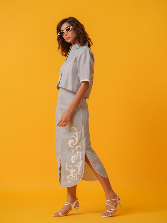Berry - Linen Skirt & Shirt Co'ord Set