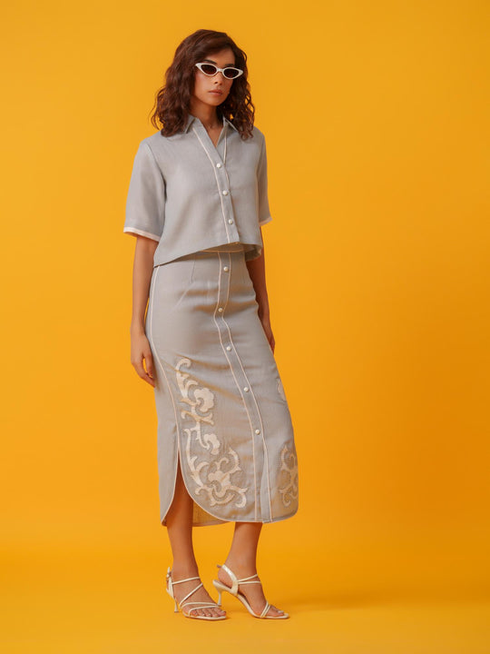 Berry - Linen Skirt & Shirt Co'ord Set