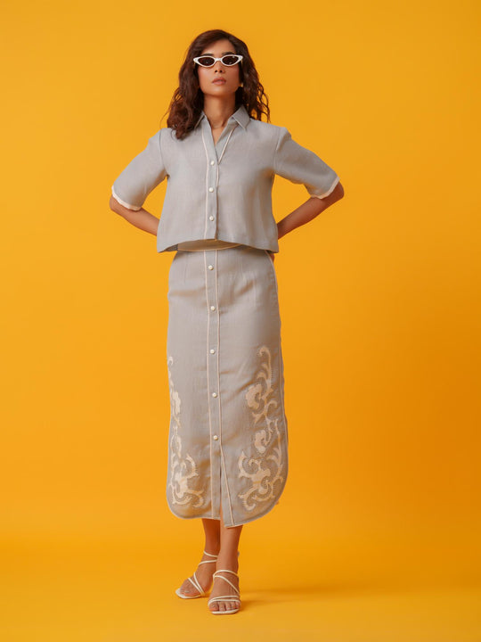 Berry - Linen Skirt & Shirt Co'ord Set