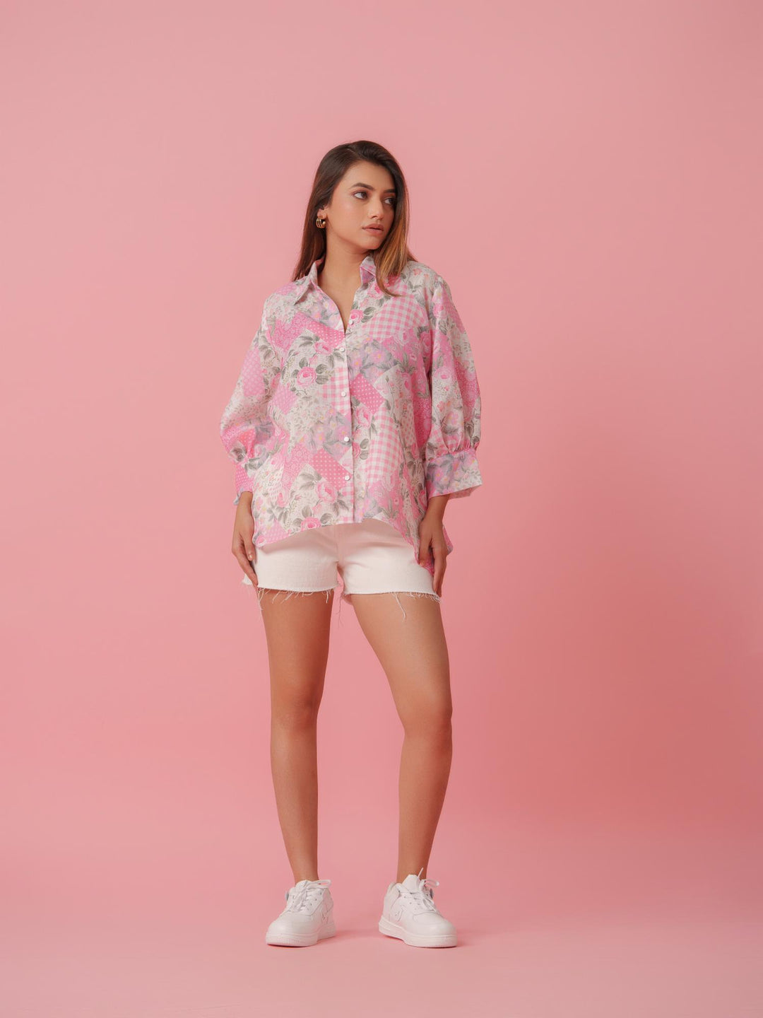 Feny - Linen Floral Printed Comfort Fit Shirt