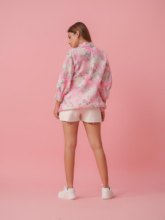 Feny - Linen Floral Printed Comfort Fit Shirt