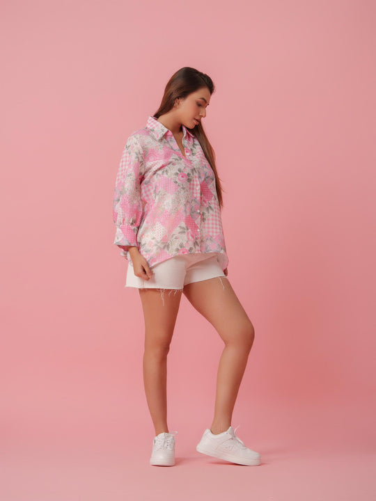 Feny - Linen Floral Printed Comfort Fit Shirt