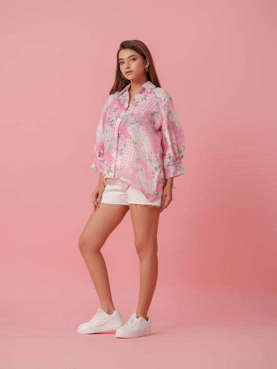Feny - Linen Floral Printed Comfort Fit Shirt