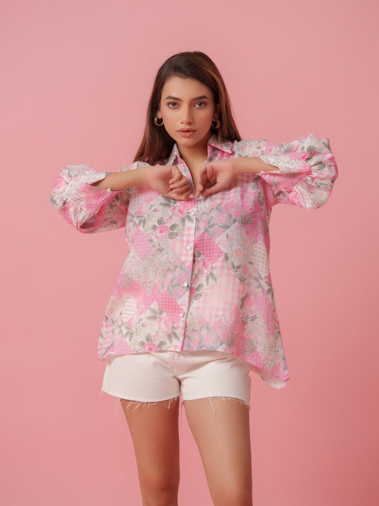 Feny - Linen Floral Printed Comfort Fit Shirt
