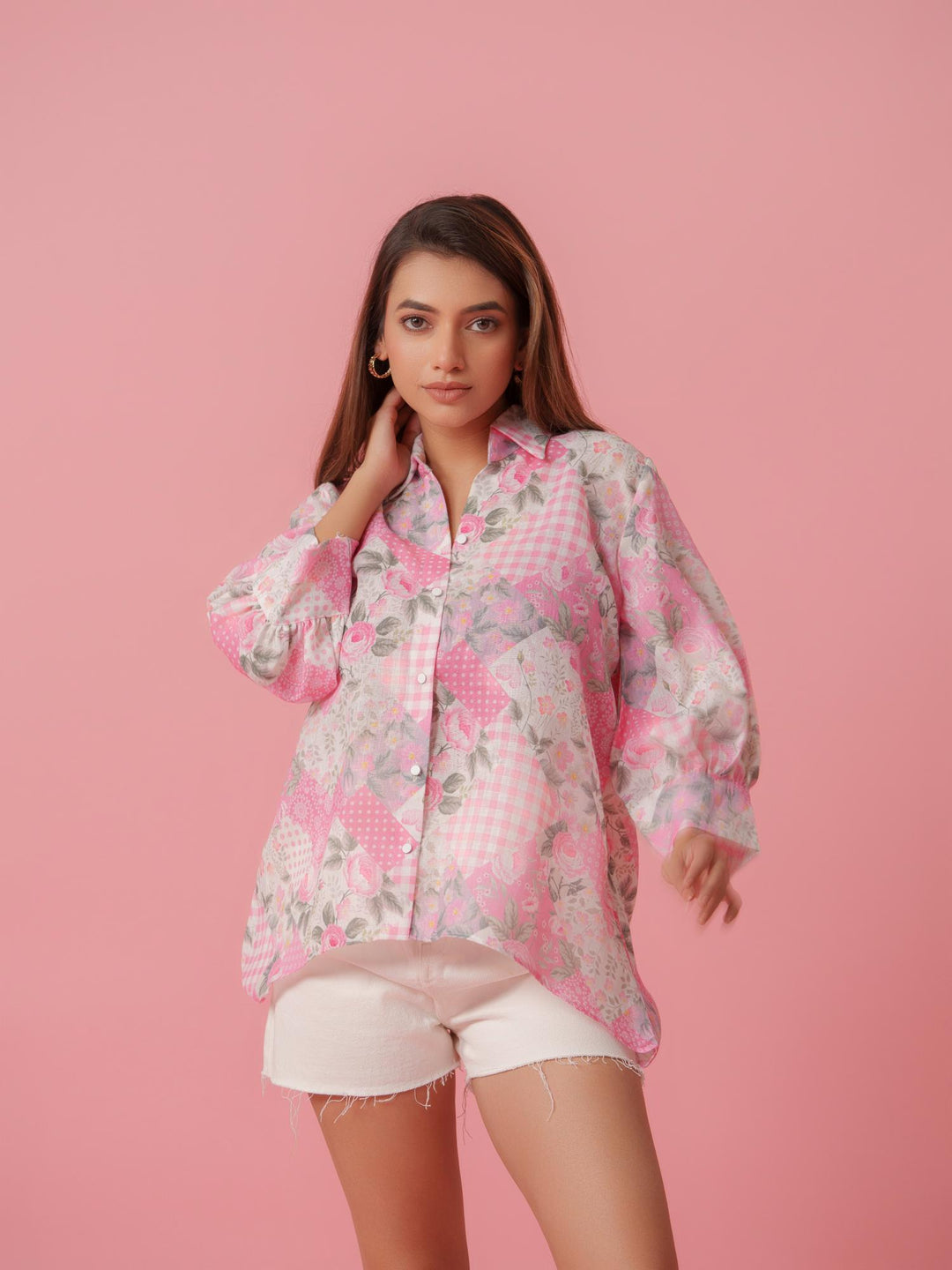 Feny - Linen Floral Printed Comfort Fit Shirt