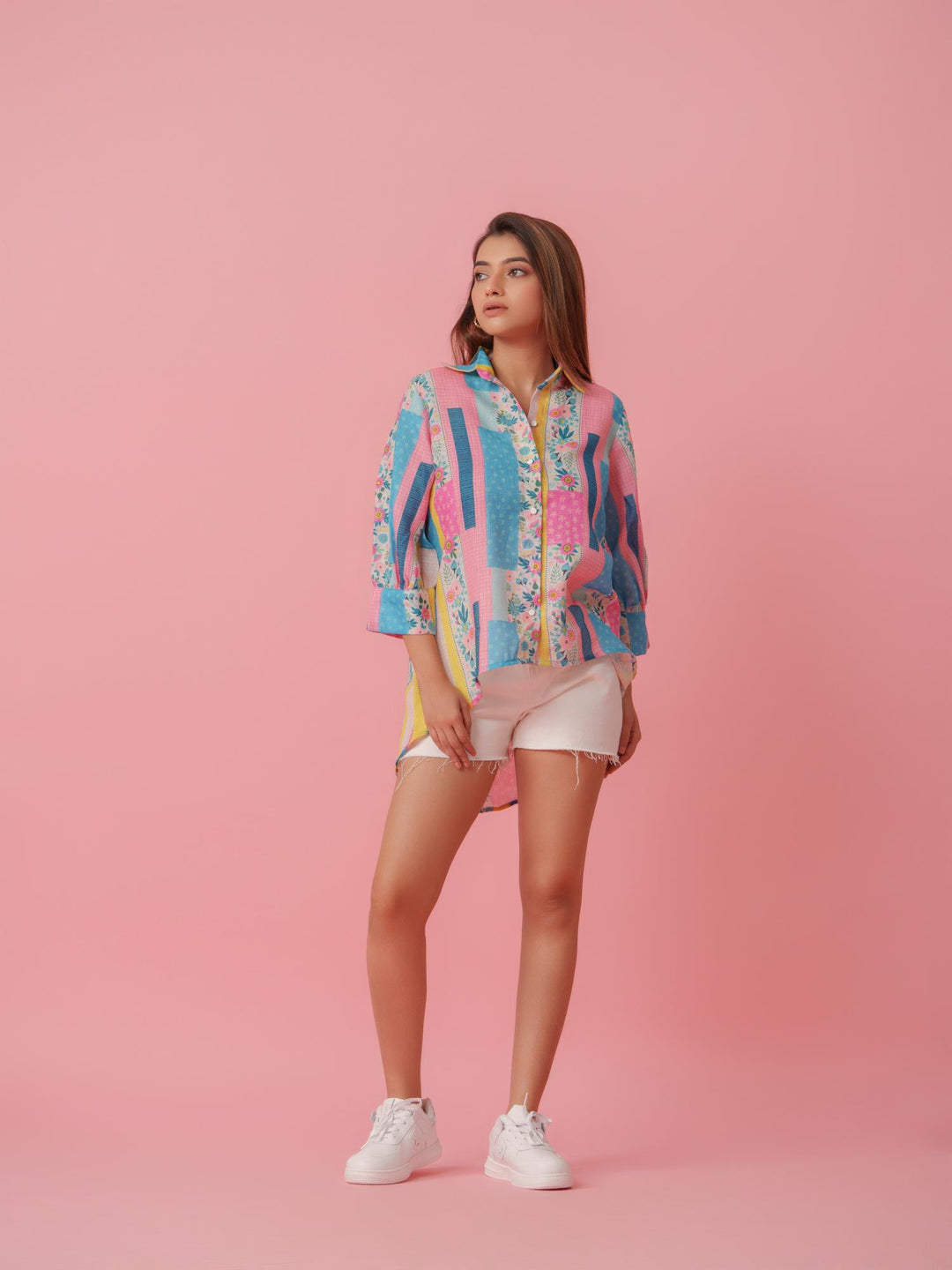 Sasha - Linen Multicolored Printed Comfort Fit Shirt