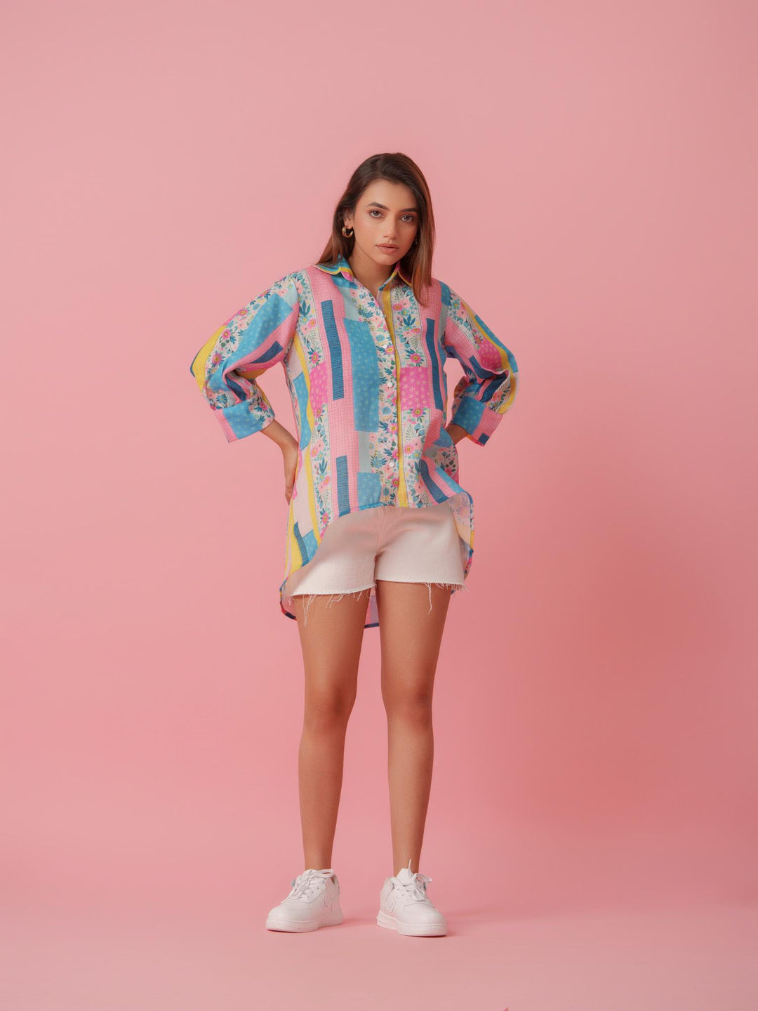 Sasha - Linen Multicolored Printed Comfort Fit Shirt