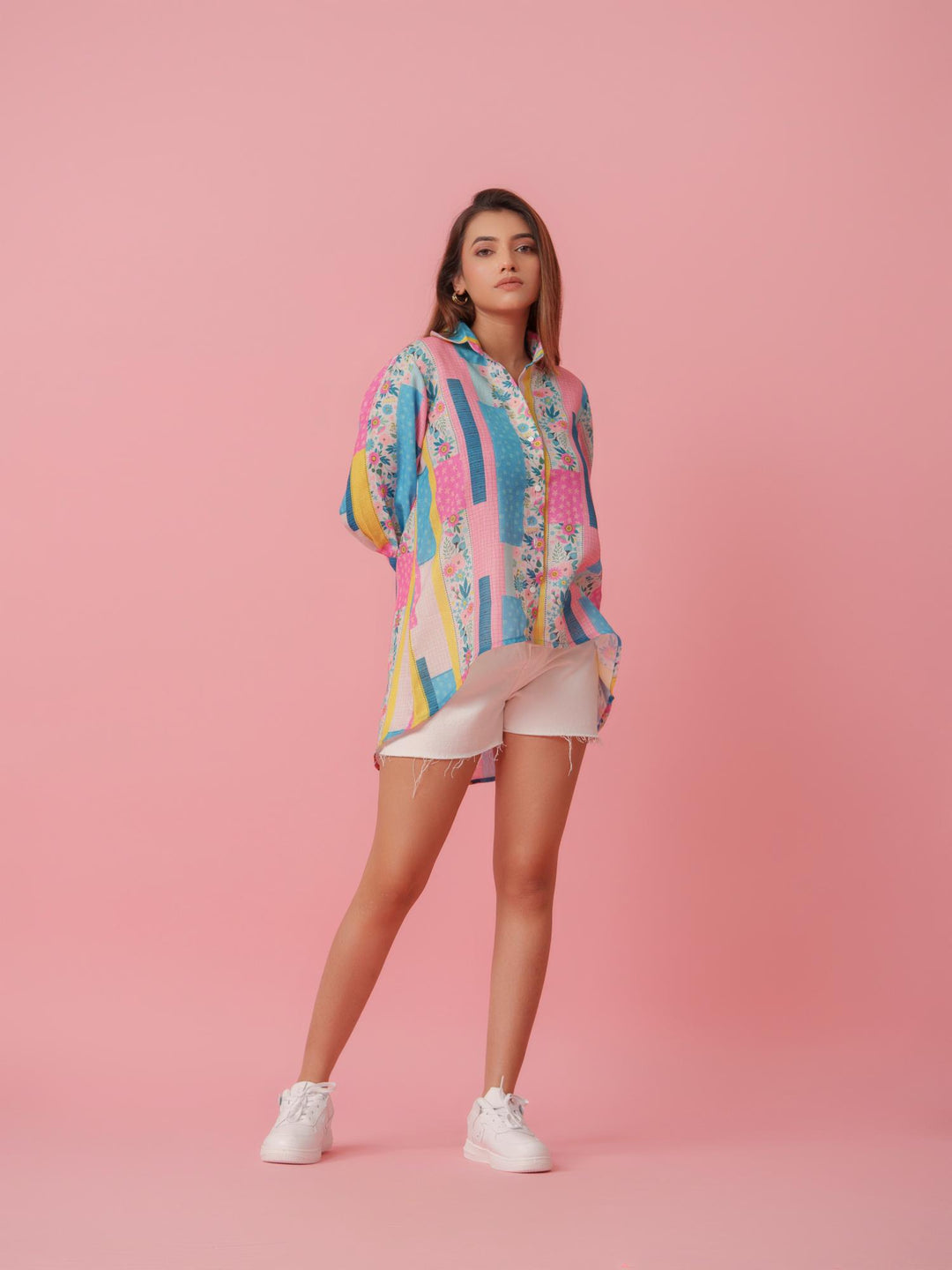 Sasha - Linen Multicolored Printed Comfort Fit Shirt