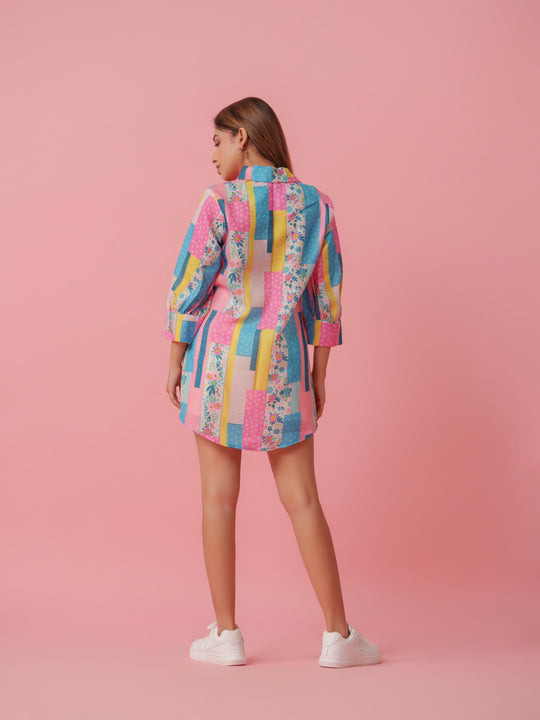 Sasha - Linen Multicolored Printed Comfort Fit Shirt