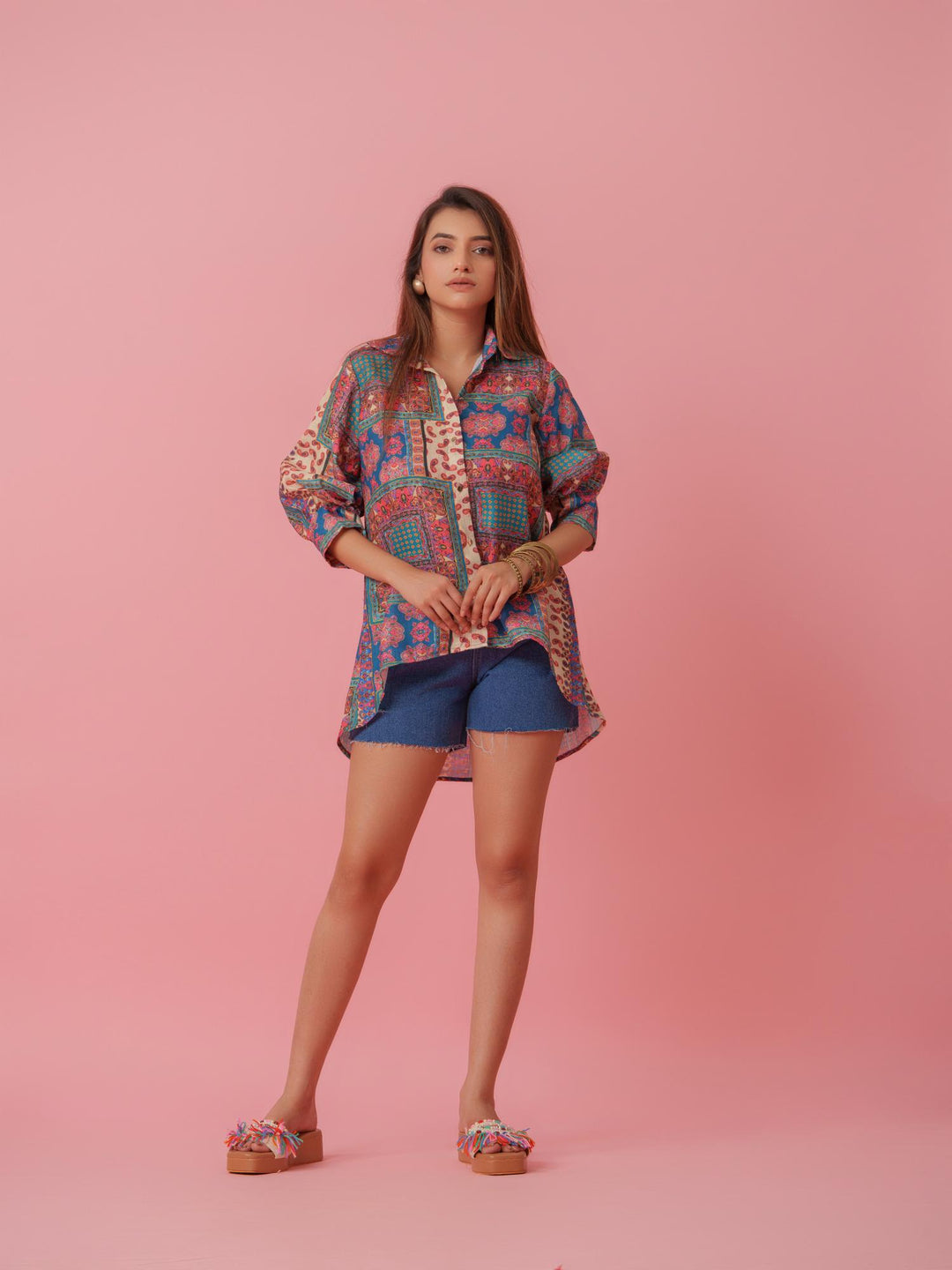Ash - Linen Multicolored Printed Comfort Fit Shirt