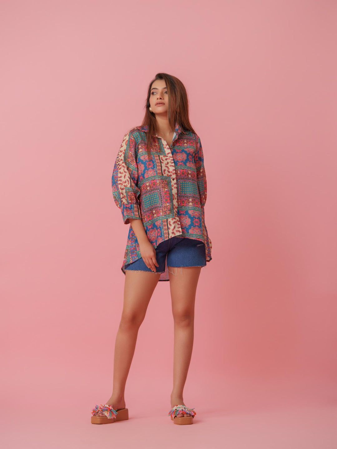 Ash - Linen Multicolored Printed Comfort Fit Shirt