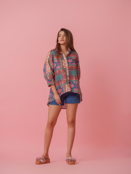 Ash - Linen Multicolored Printed Comfort Fit Shirt
