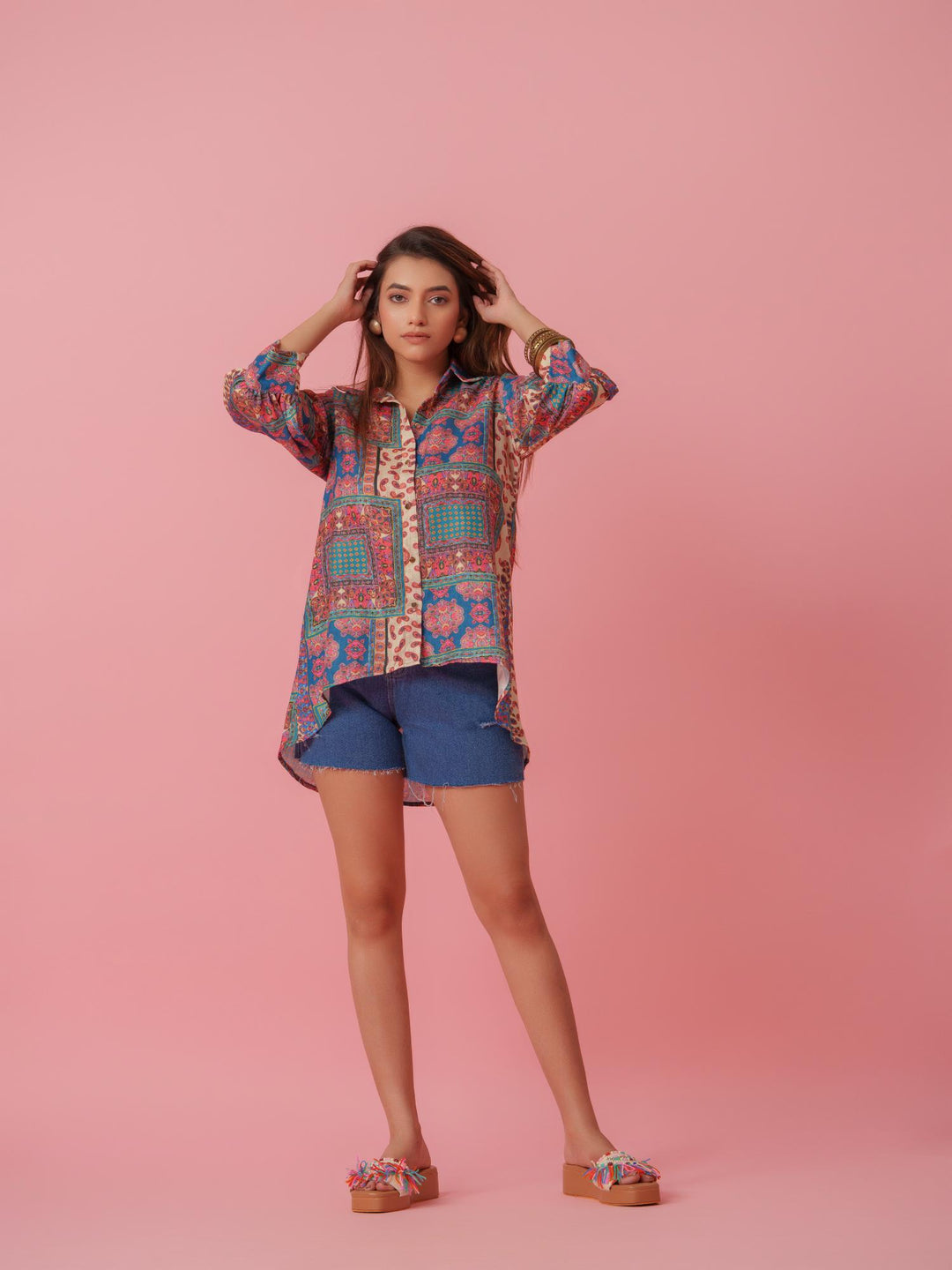 Ash - Linen Multicolored Printed Comfort Fit Shirt
