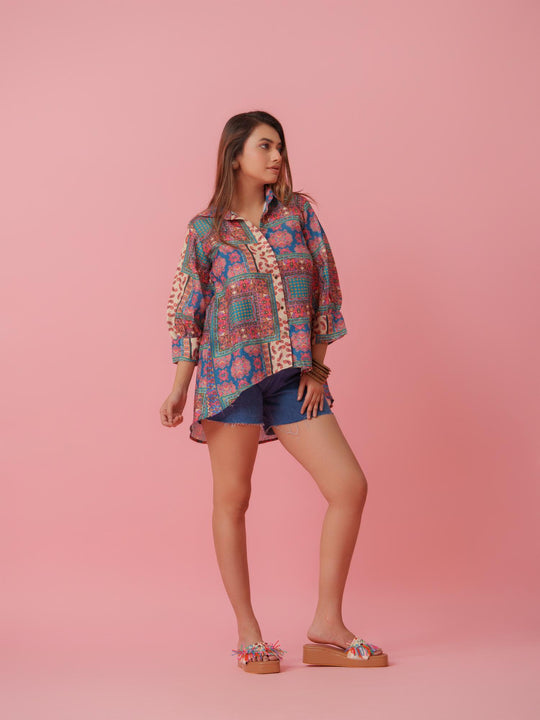 Ash - Linen Multicolored Printed Comfort Fit Shirt