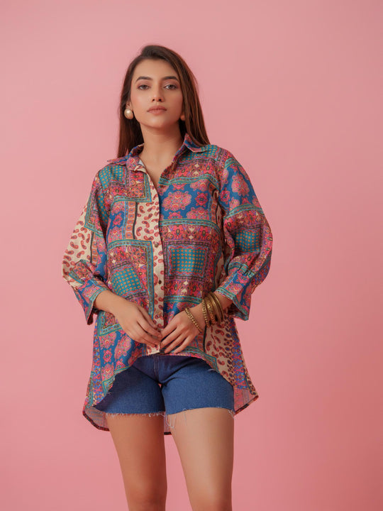 Ash - Linen Multicolored Printed Comfort Fit Shirt