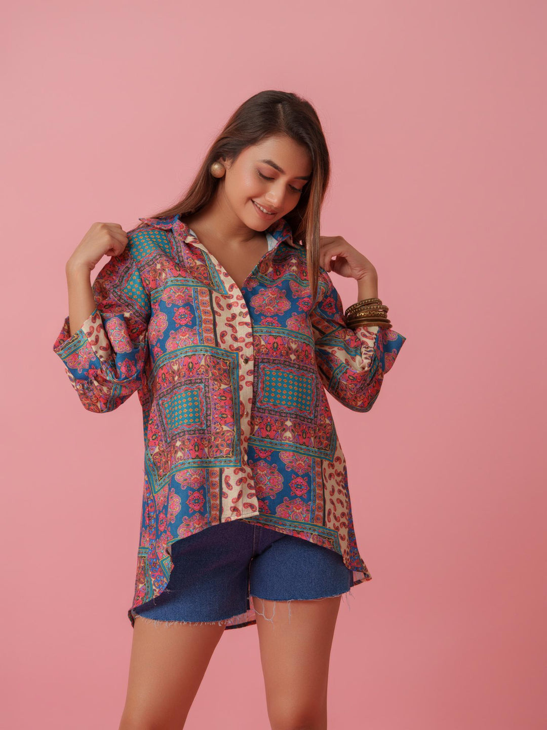 Ash - Linen Multicolored Printed Comfort Fit Shirt