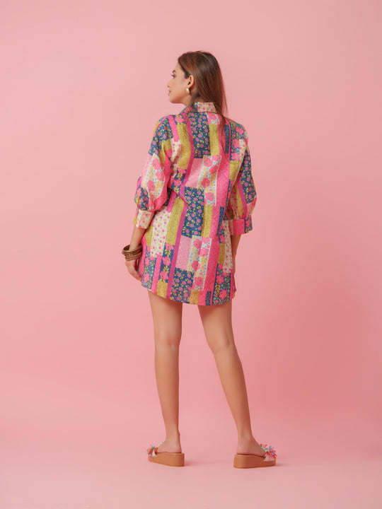 Sasha - Linen Multicolored Printed Comfort Fit Shirt