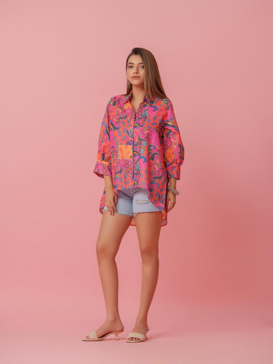 Rumi - Linen Multicolored Printed Comfort Fit Shirt