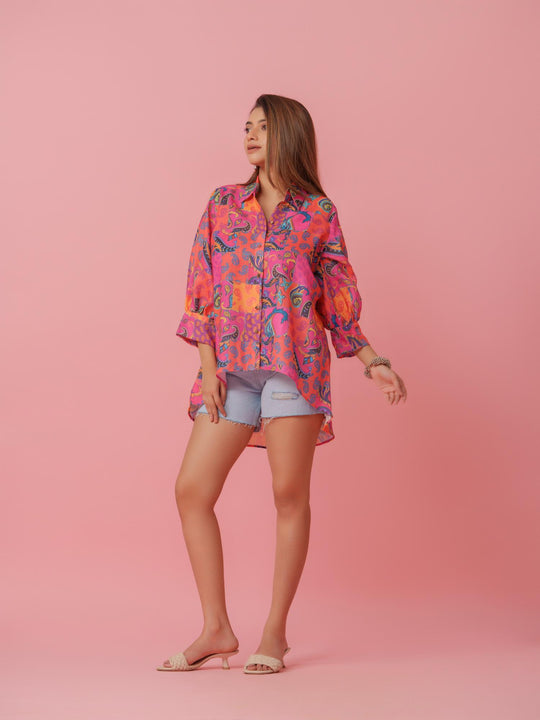 Rumi - Linen Multicolored Printed Comfort Fit Shirt