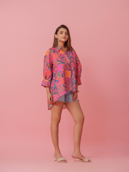 Rumi - Linen Multicolored Printed Comfort Fit Shirt