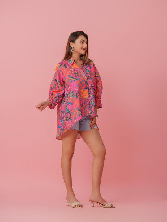 Rumi - Linen Multicolored Printed Comfort Fit Shirt