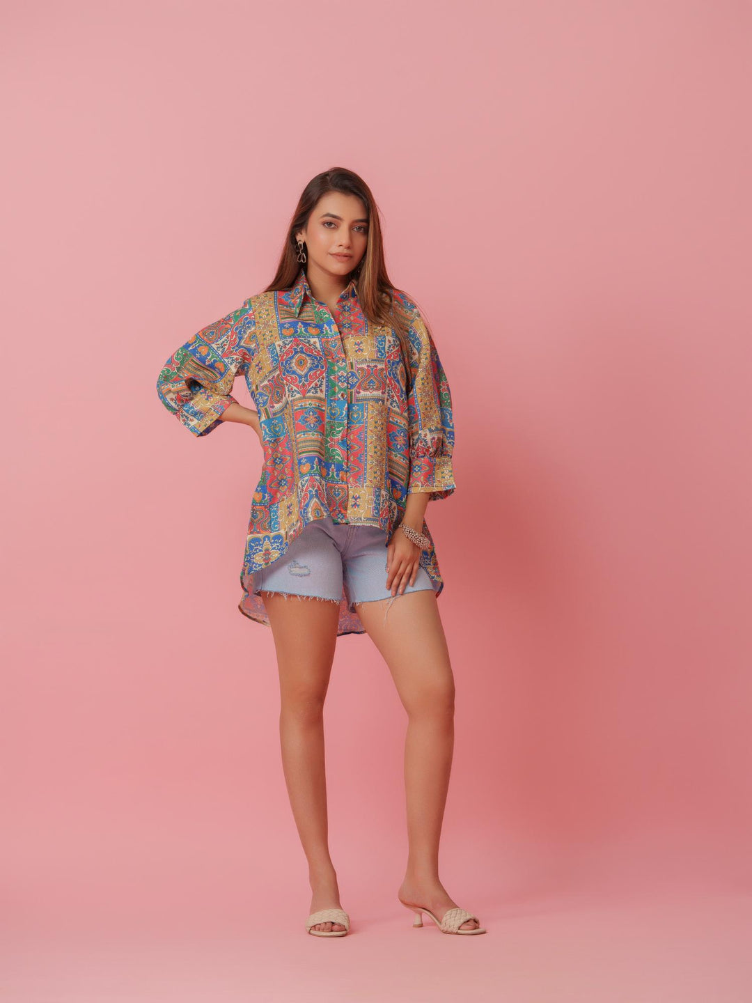 Savi - Linen Multicolored Printed Comfort Fit Shirt