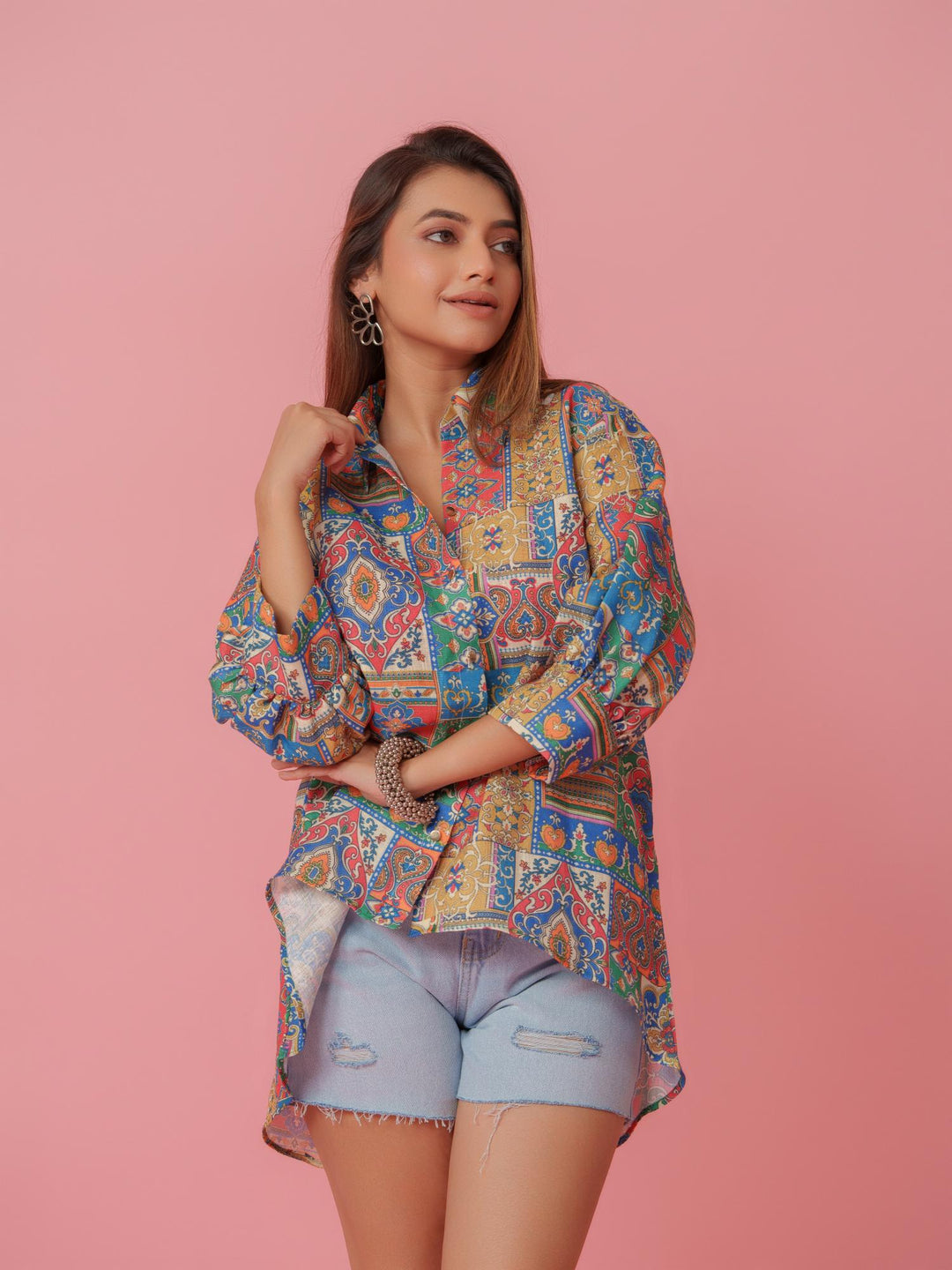 Savi - Linen Multicolored Printed Comfort Fit Shirt