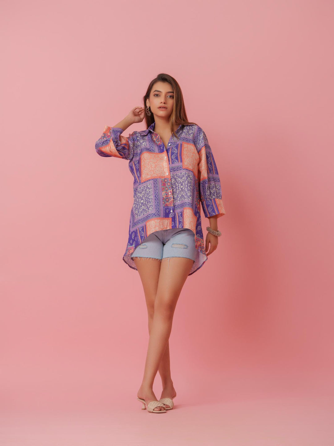 Anni - Linen Multicolored Printed Comfort Fit Shirt
