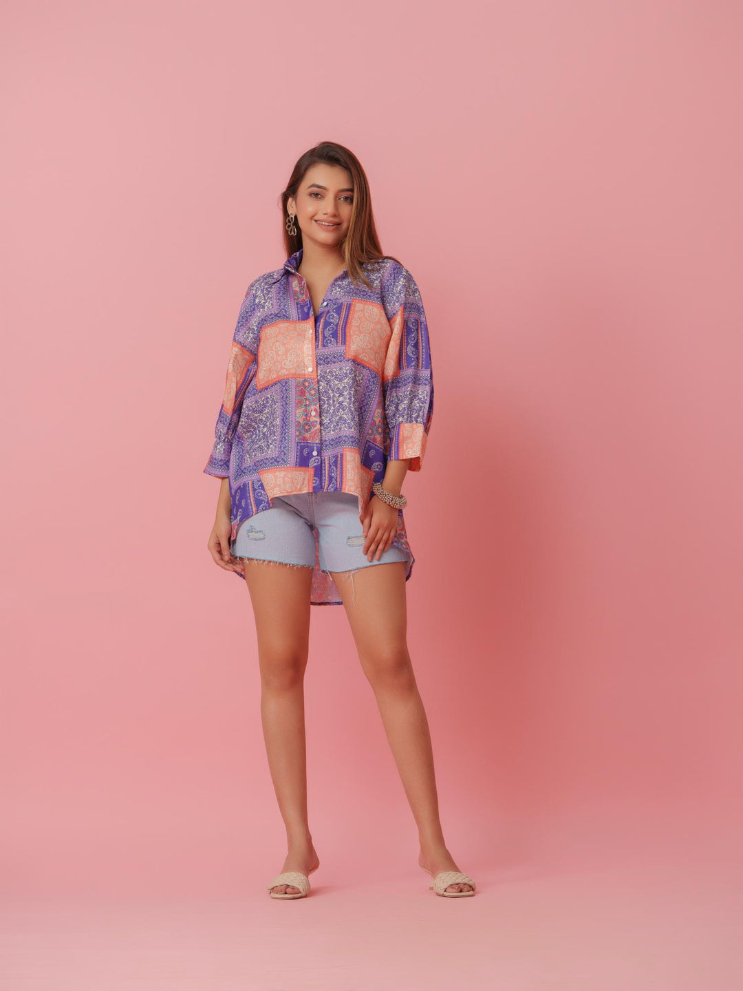 Anni - Linen Multicolored Printed Comfort Fit Shirt