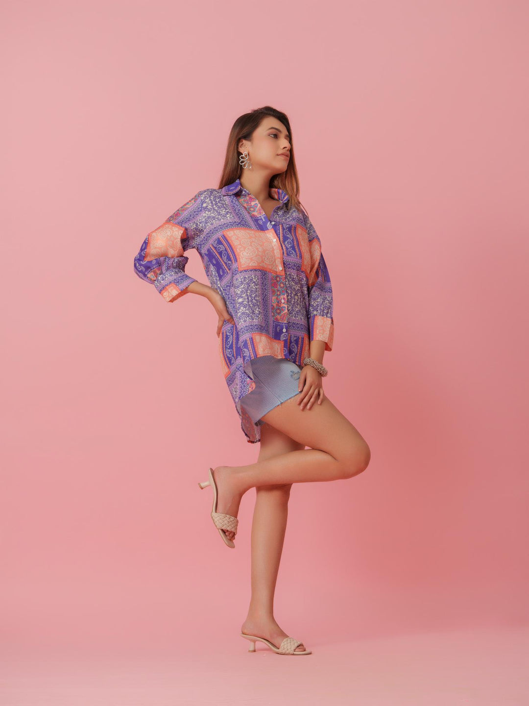 Anni - Linen Multicolored Printed Comfort Fit Shirt