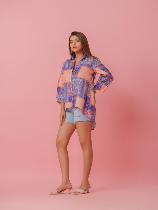 Anni - Linen Multicolored Printed Comfort Fit Shirt