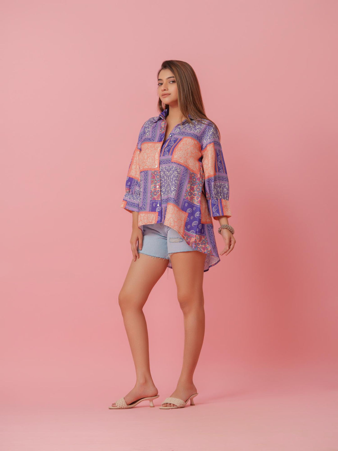 Anni - Linen Multicolored Printed Comfort Fit Shirt