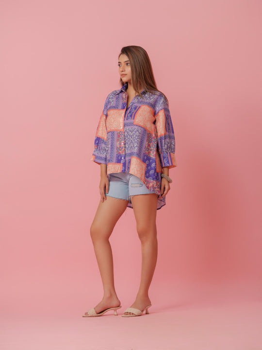Anni - Linen Multicolored Printed Comfort Fit Shirt