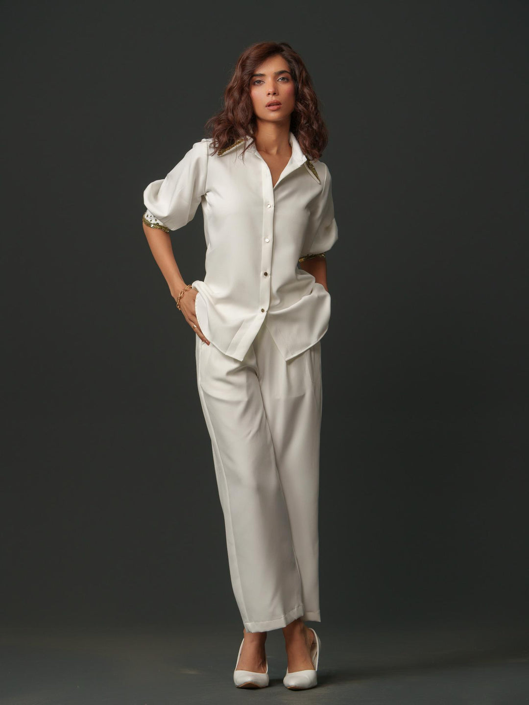 Song - Women Shirt with Creative Collar and Sleeves