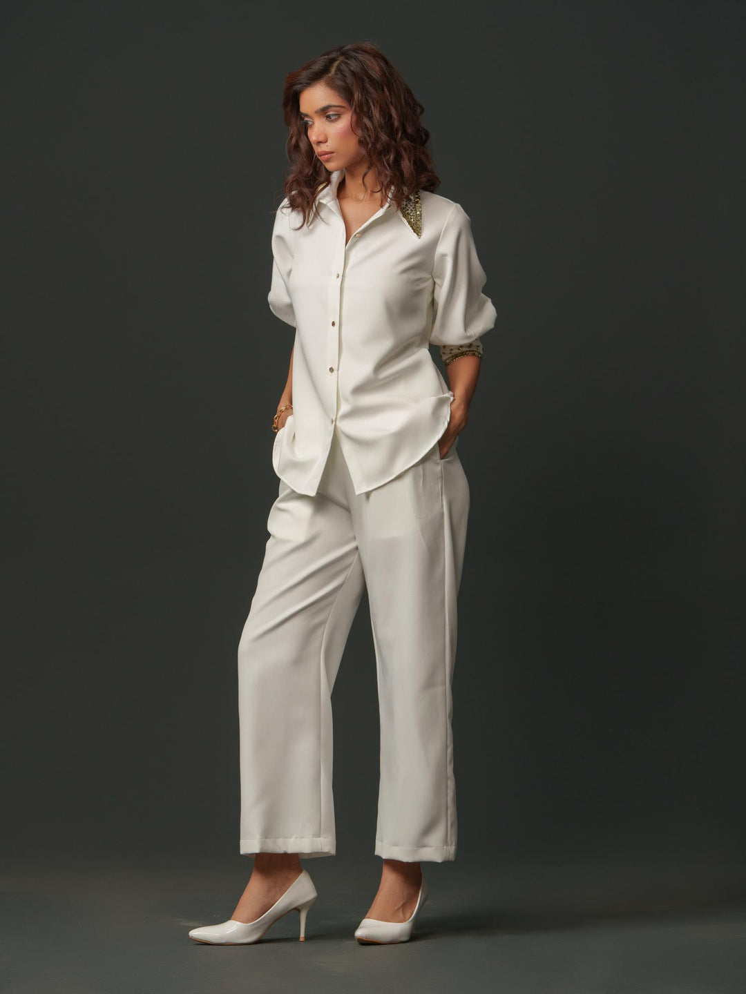 Song - Women Shirt with Creative Collar and Sleeves