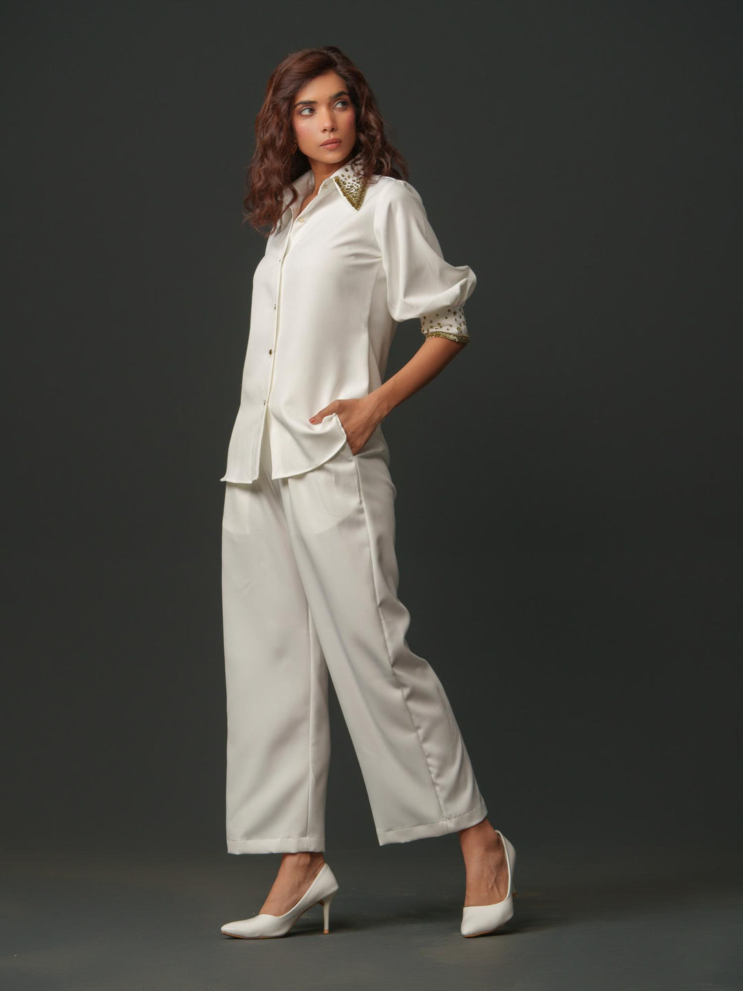 Song - Women Shirt with Creative Collar and Sleeves