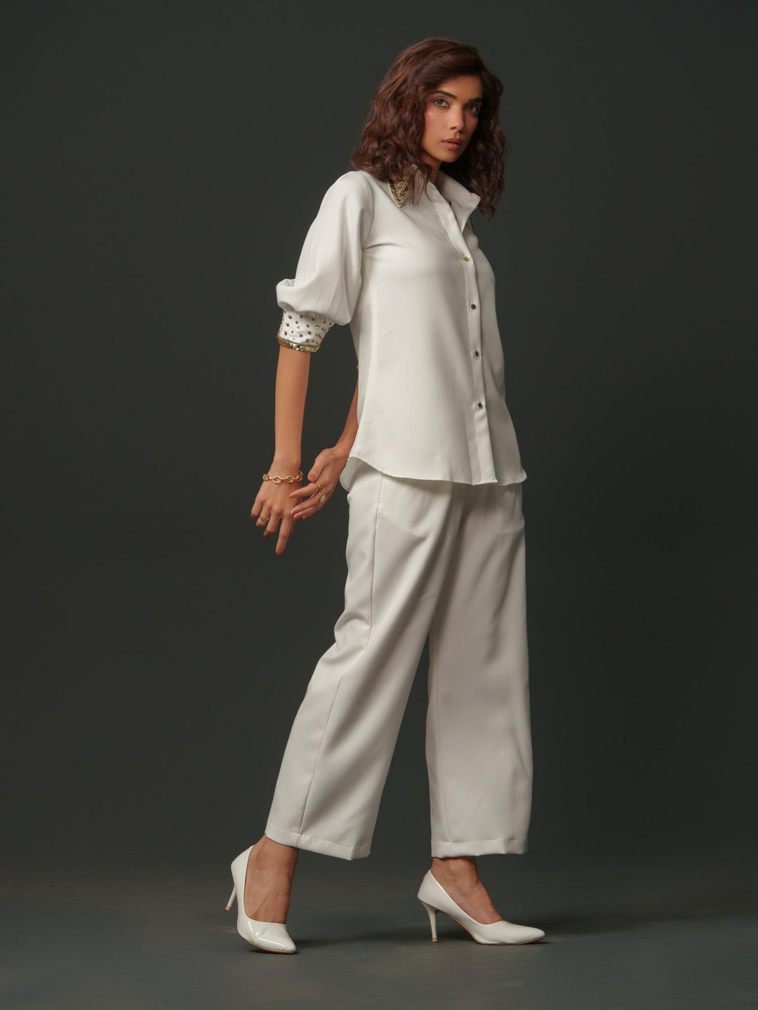 Song - Women Shirt with Creative Collar and Sleeves