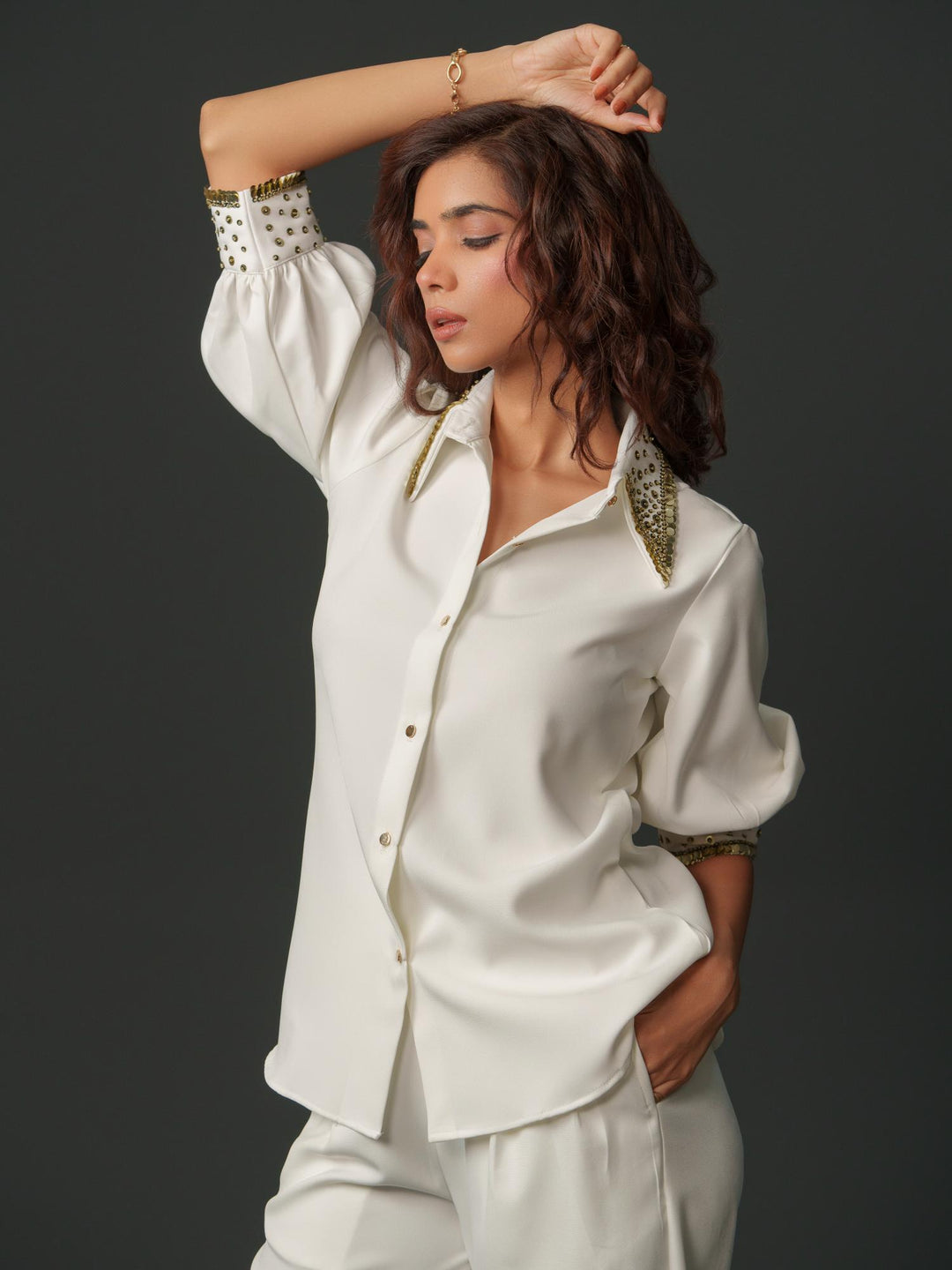 Song - Women Shirt with Creative Collar and Sleeves