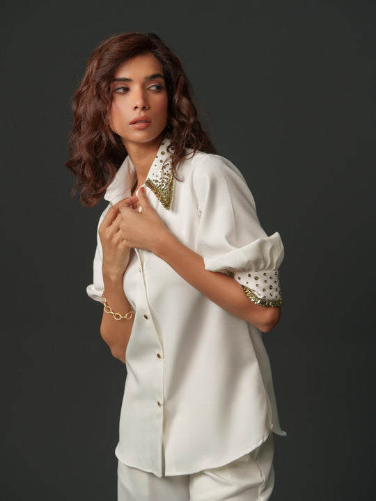 Song - Women Shirt with Creative Collar and Sleeves