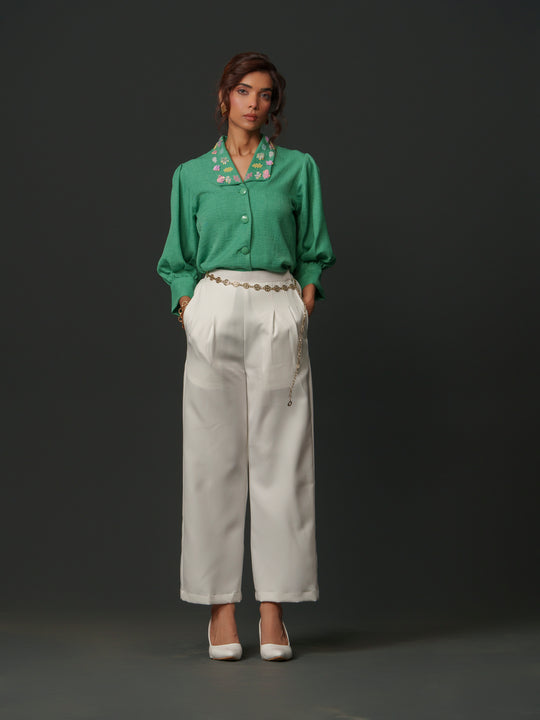 Emy - Linen shirt with collar work