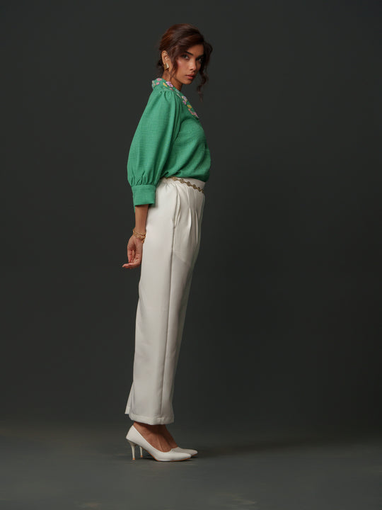 Emy - Linen shirt with collar work