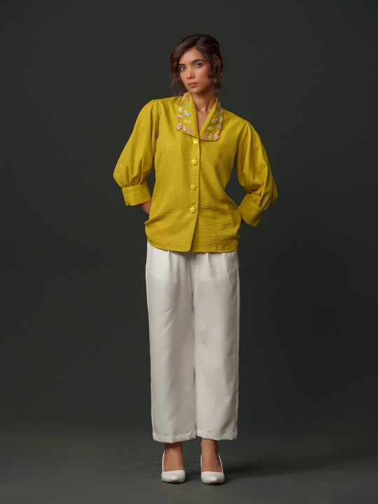 Emy - Linen shirt with collar work