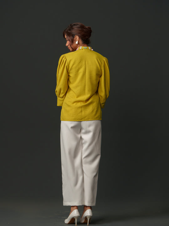 Emy - Linen shirt with collar work